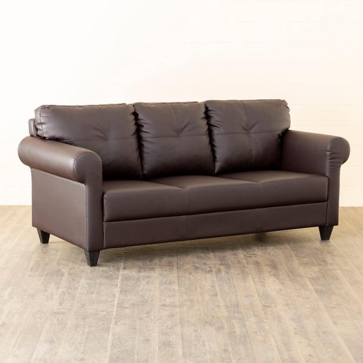 Helios Roslyn Nxt Faux Leather 3-Seater Sofa - Brown