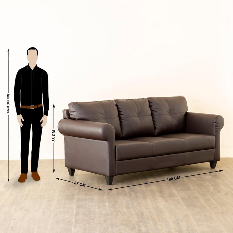 Helios Roslyn Nxt Faux Leather 3-Seater Sofa - Brown