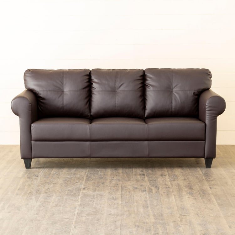 Helios Roslyn Nxt Faux Leather 3-Seater Sofa - Brown