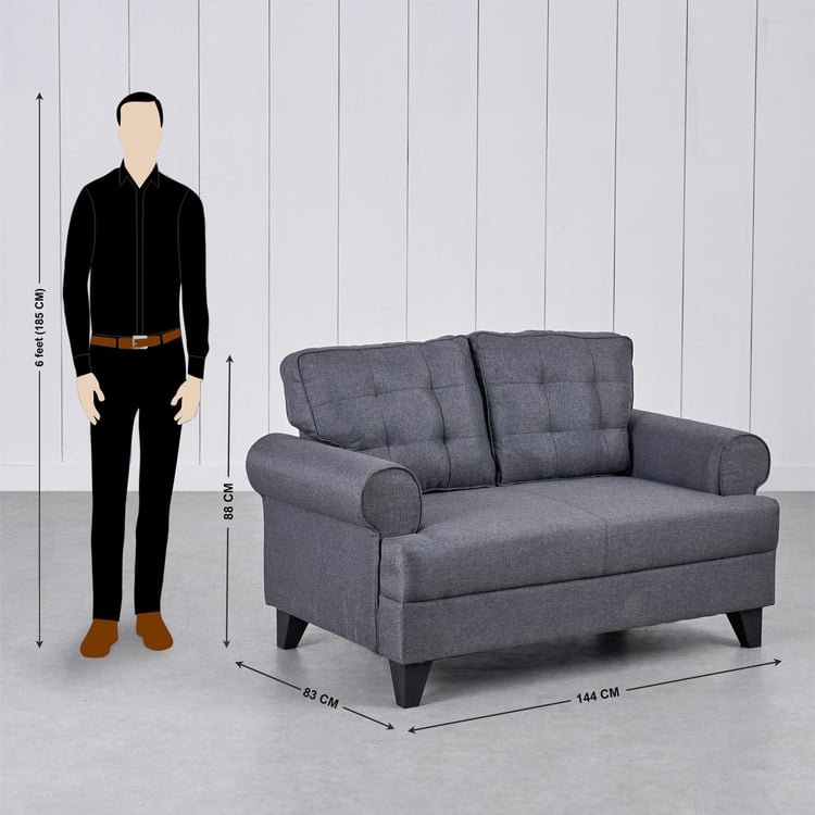 Helios California Fabric 2-Seater Sofa - Grey