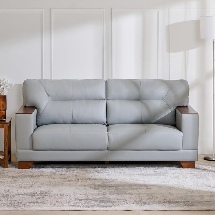 Walter Half Leather 3-Seater Sofa - Grey - Image 2