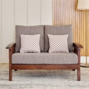 Abby Fabric 2-Seater Sofa with Cushions - Brown