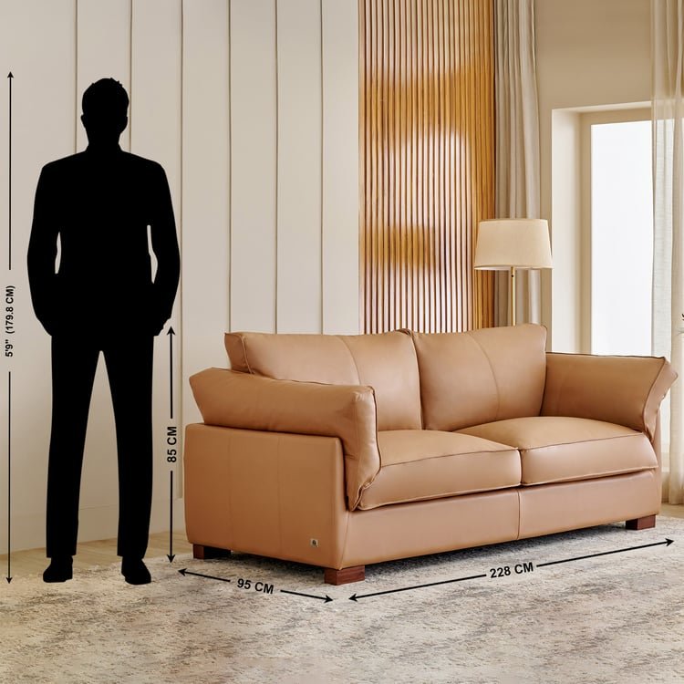 Sorrento NXT Half Leather 3-Seater Sofa - Tan - Image 4