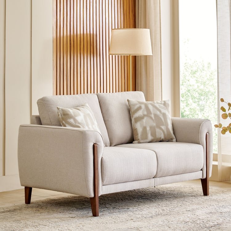 Halifax Fabric 2-Seater Sofa with Cushions - Beige