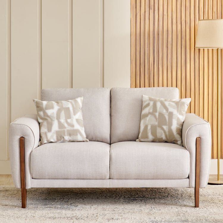 Halifax Fabric 2-Seater Sofa with Cushions - Beige