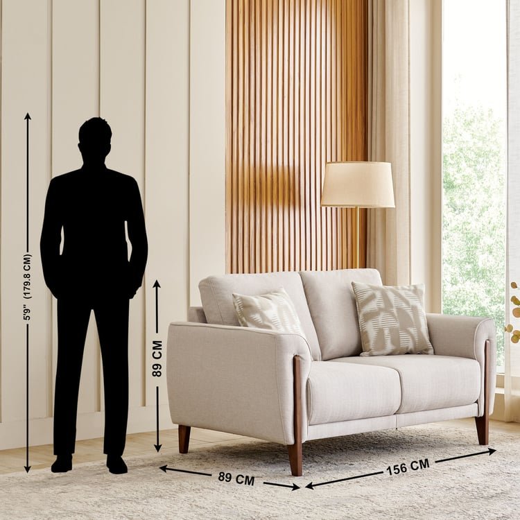 Halifax Fabric 2-Seater Sofa with Cushions - Beige