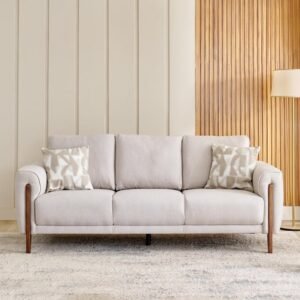 Halifax Fabric 3-Seater Sofa with Cushions - Beige