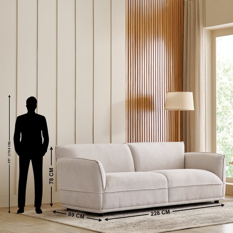 Morrison Fabric 3-Seater Sofa - Beige