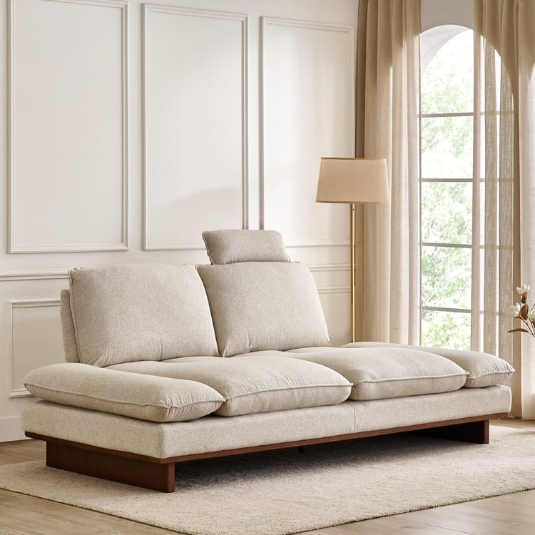 Clair Fabric 3-Seater Sofa with Motion Backrest - Beige - Image 2