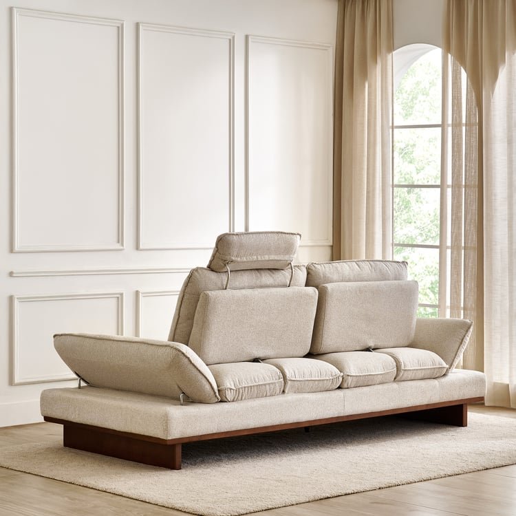 Clair Fabric 3-Seater Sofa with Motion Backrest - Beige