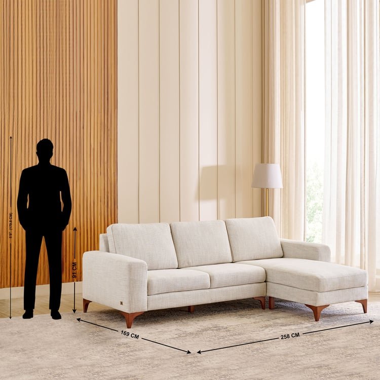 Quebec Fabric 3-Seater Sofa with Right Chaise - Beige - Image 4