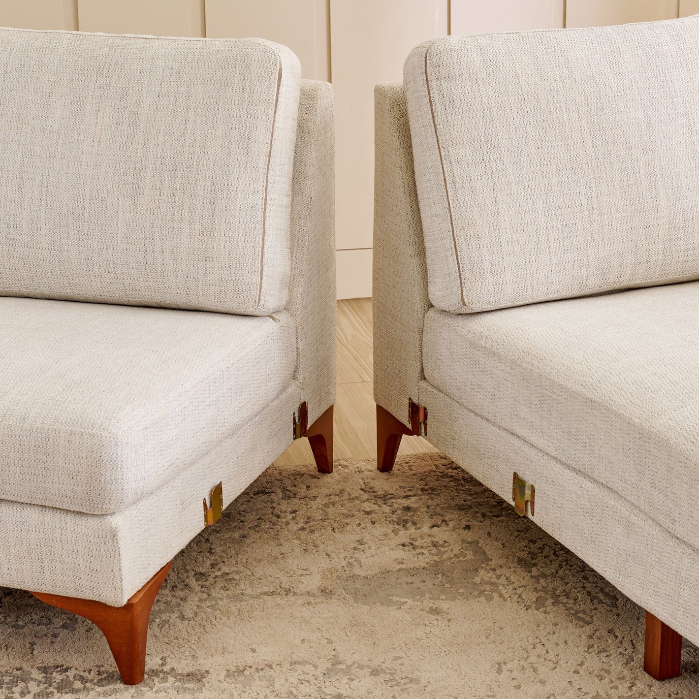 Quebec Fabric 3-Seater Sofa with Right Chaise - Beige - Image 6