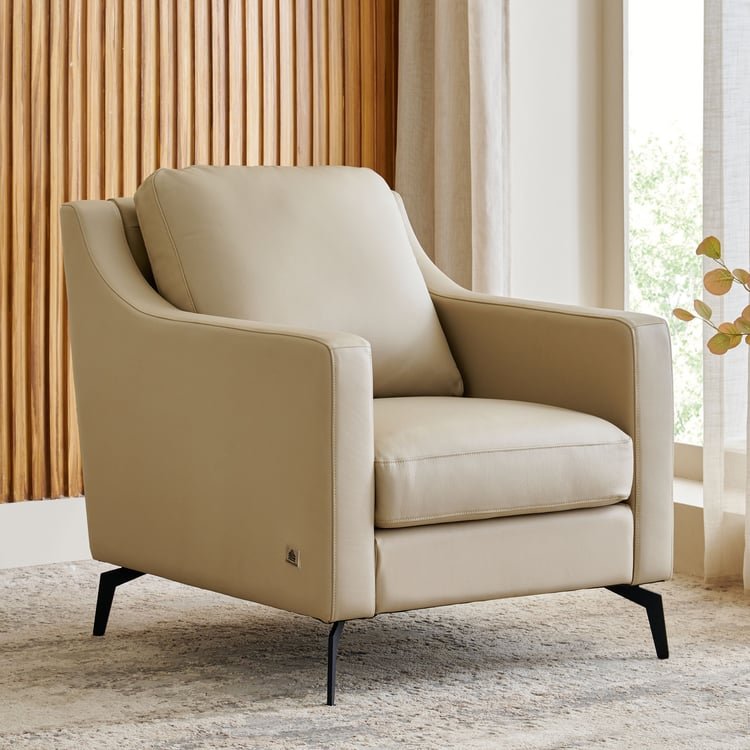 Parque NXT Half Leather 1-Seater Sofa - Cream