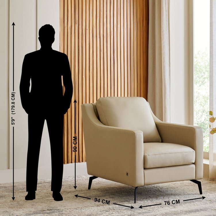 Parque NXT Half Leather 1-Seater Sofa - Cream