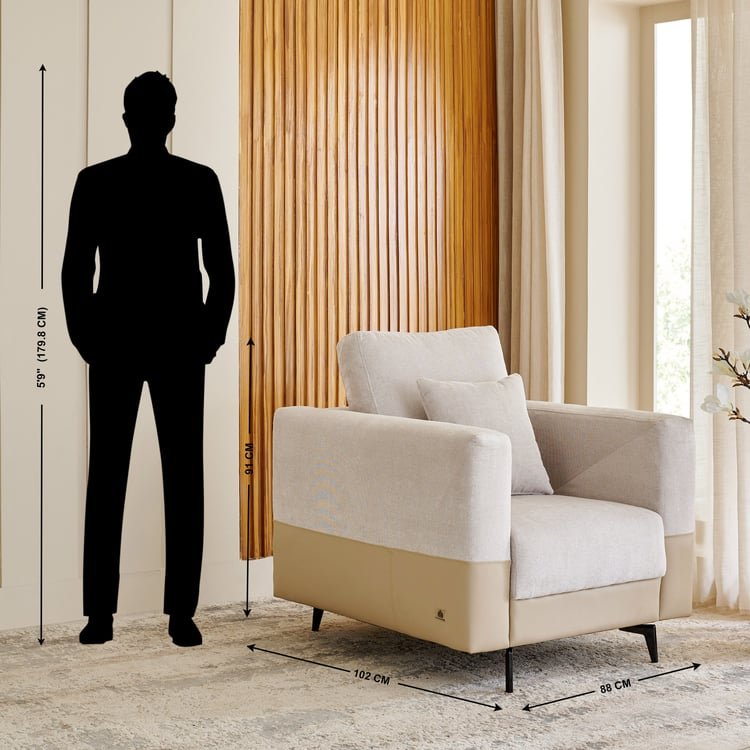 Andes NXT Fabric 1-Seater Sofa with Cushion - Beige