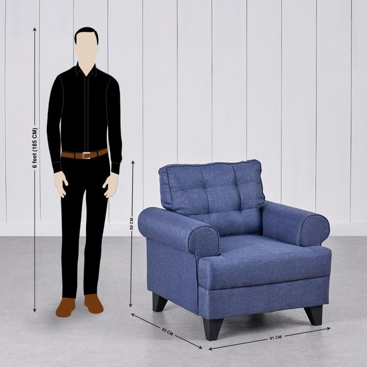 Helios California Fabric 1-Seater Sofa - Blue