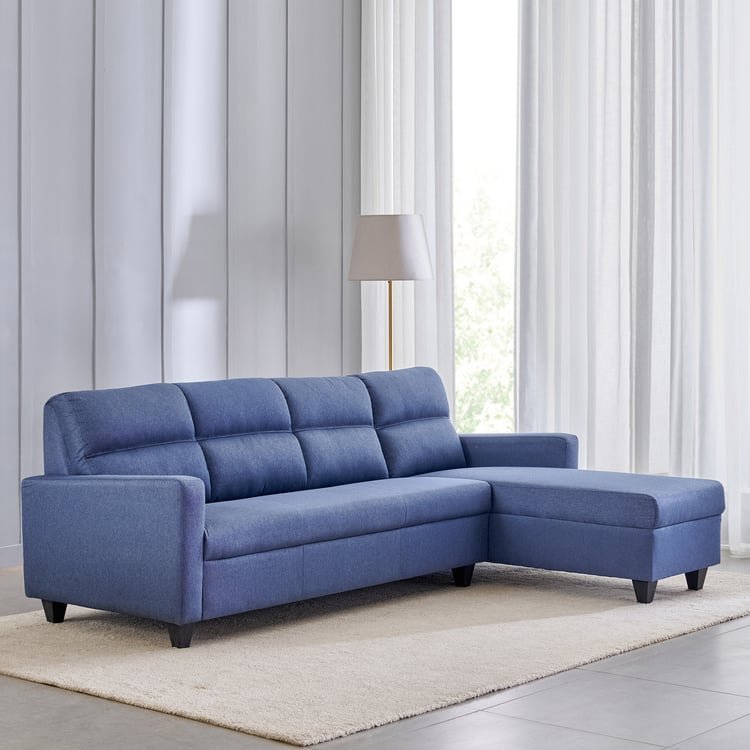 Helios Clary Fabric 3-Seater Right Corner Sofa with Chaise - Blue - Image 2