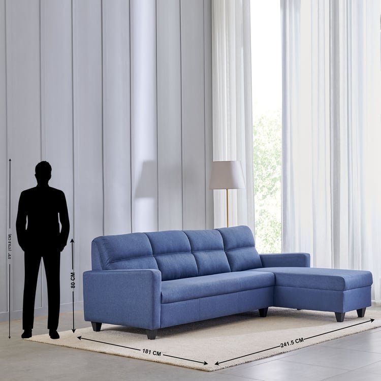 Helios Clary Fabric 3-Seater Right Corner Sofa with Chaise - Blue - Image 4