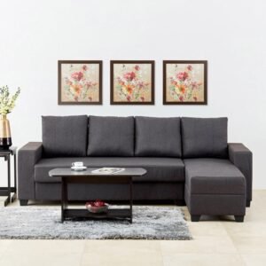 1000011283982-1000011283136_01-2100 Helios Lewis Mendoza Fabric 3-Seater Right Corner Sofa with Chaise - Grey