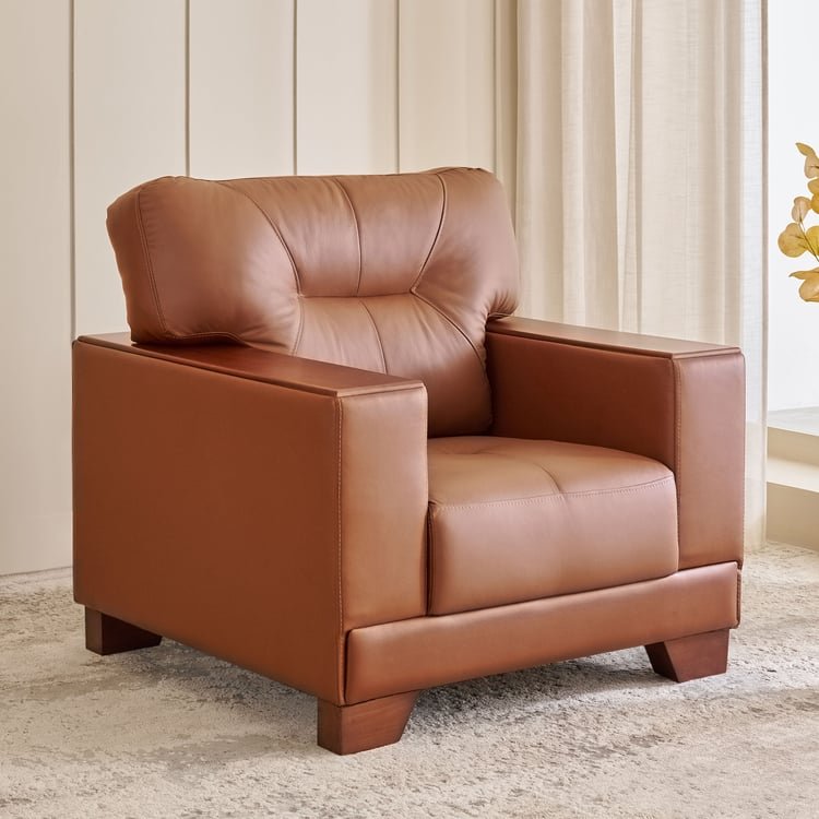 Walter Half Leather 1-Seater Sofa - Tan - Image 2