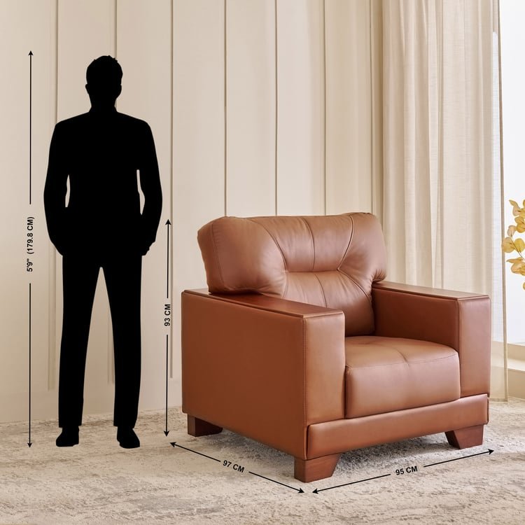 Walter Half Leather 1-Seater Sofa - Tan - Image 4