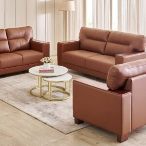 Walter Half Leather 3+2+1 Sofa Set | Modern Luxury