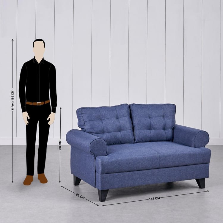 Helios California Fabric 3+1+1 Seater Sofa Set - Blue - Image 4