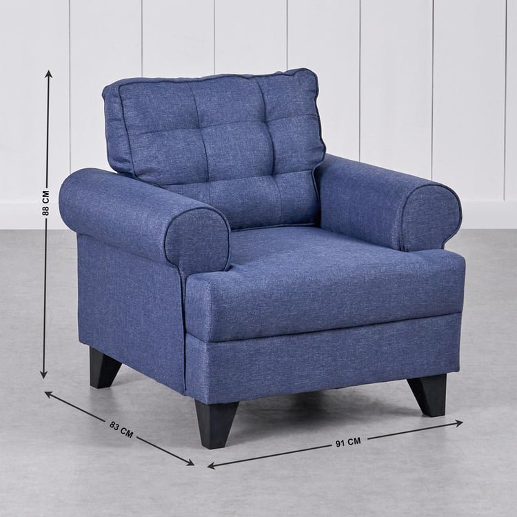 Helios California Fabric 3+1+1 Seater Sofa Set - Blue - Image 5