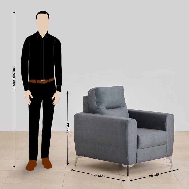 Helios Vive Fabric 3+2+1 Seater Sofa Set - Grey - Image 12