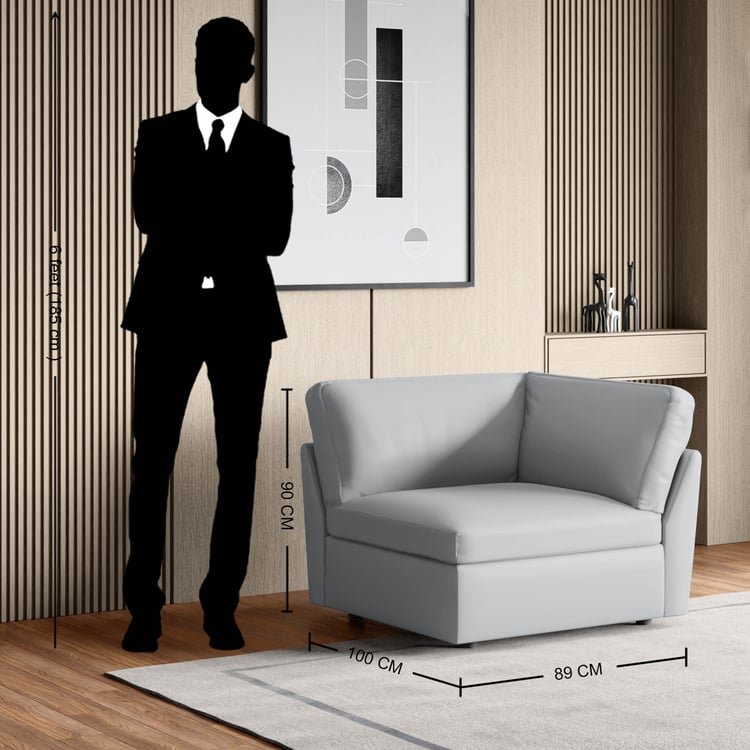 Alpine Half-Leather 1-Seater Wedge Sofa - Grey - Image 4