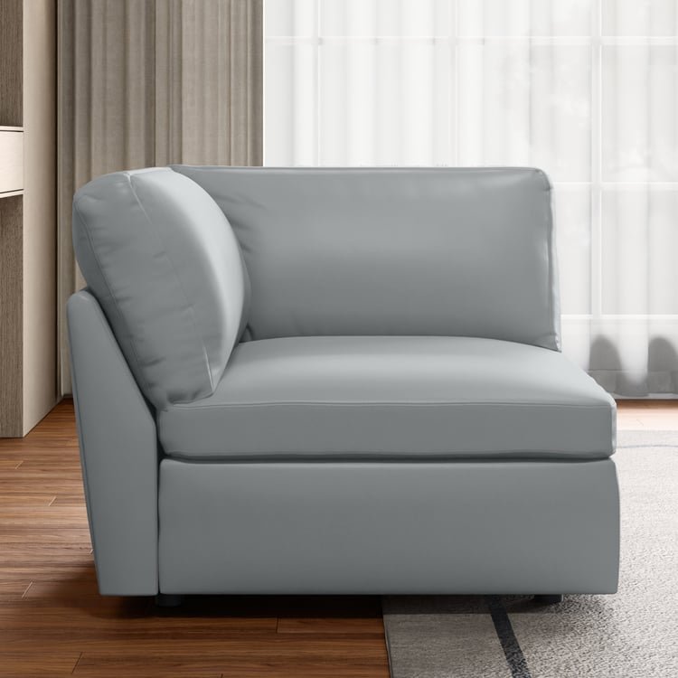 Alpine Half-Leather 1-Seater Wedge Sofa - Grey - Image 5