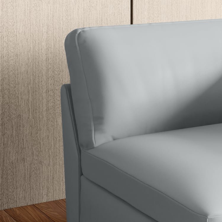 Alpine Half-Leather 1-Seater Wedge Sofa - Grey - Image 6