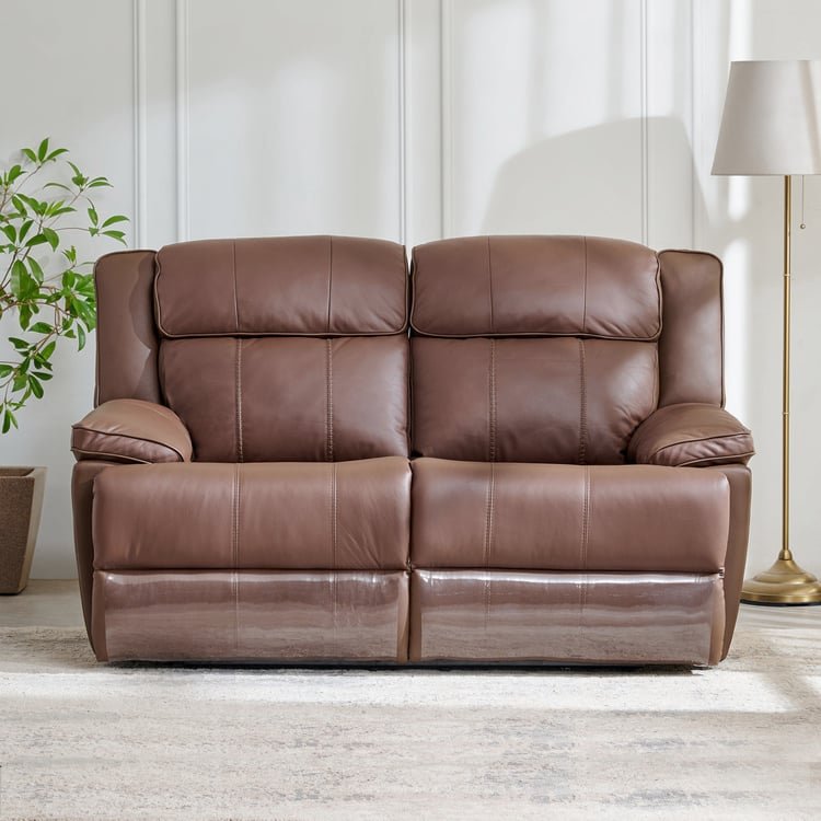 Torino Half Leather 2-Seater Recliner Set - Brown - Image 2