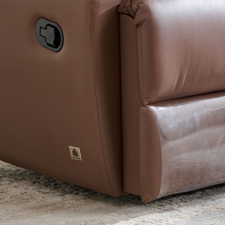 Torino Half Leather 2-Seater Recliner Set - Brown - Image 6