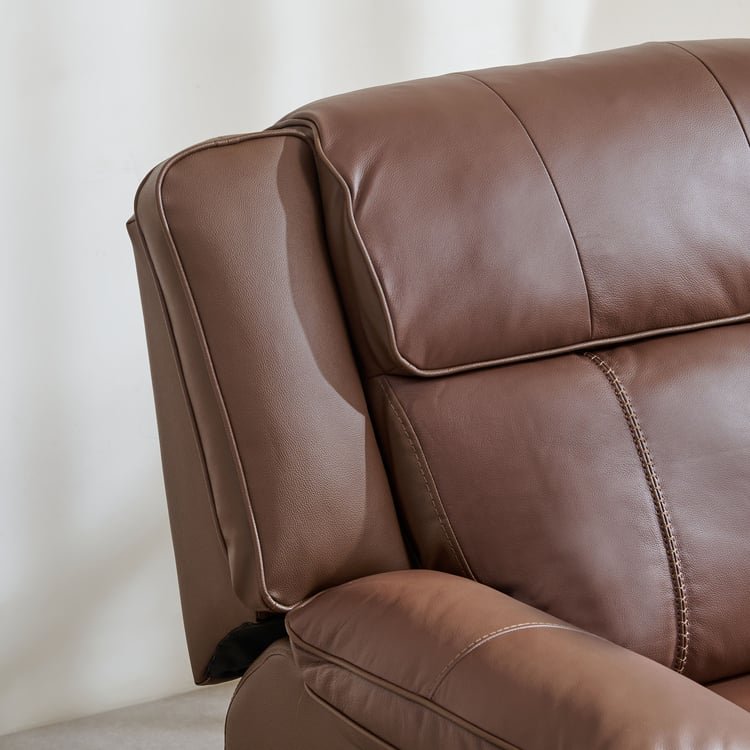 Torino Half Leather 2-Seater Recliner Set - Brown - Image 4