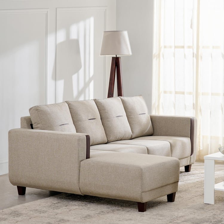 Berry Fabric 3-Seater Sofa with Left Chaise - Beige - Image 4