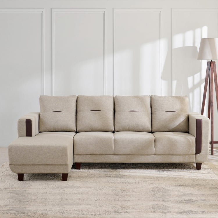 Berry Fabric 3-Seater Sofa with Left Chaise - Beige - Image 3