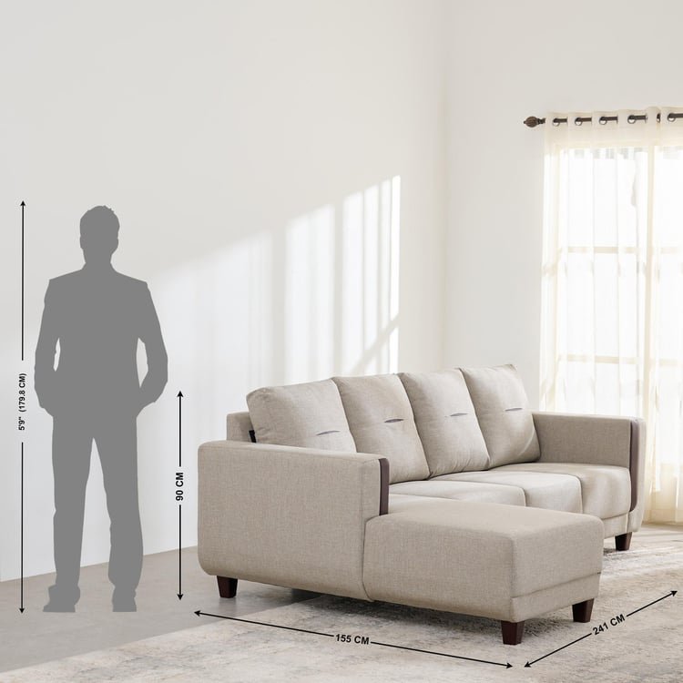 Berry Fabric 3-Seater Sofa with Left Chaise - Beige - Image 5