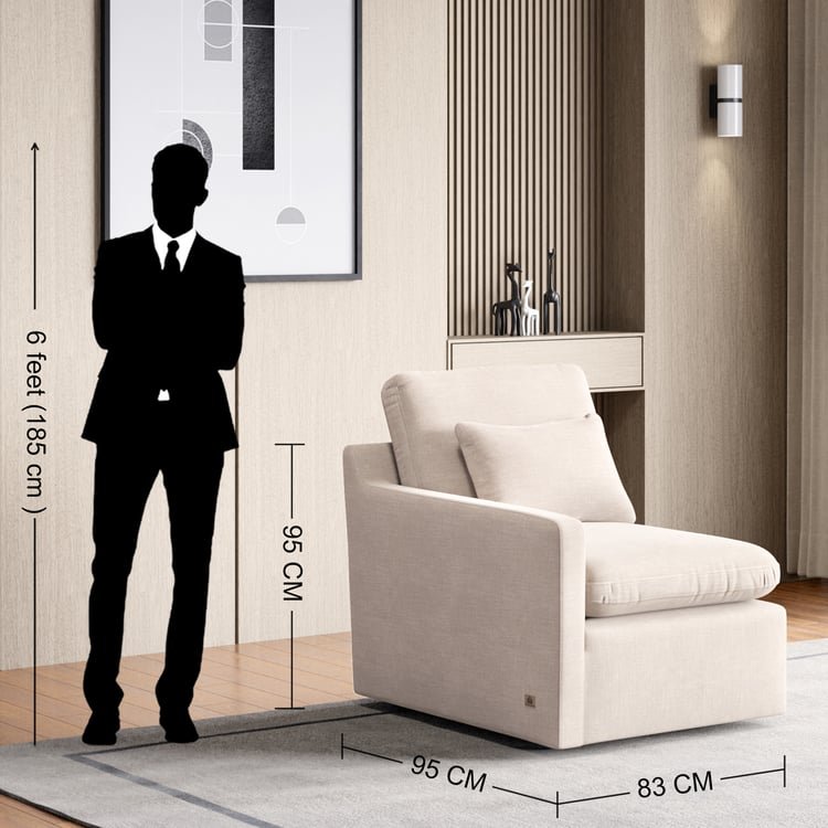 Nolan Fabric 1-Seater Left Arm Sofa - Beige - Image 4