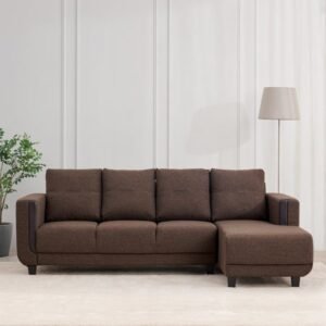 1000014244766-1000014244766-2207_02-2100 Berry Brown Fabric Corner Sofa – 3-Seater Sectional with Right Chaise