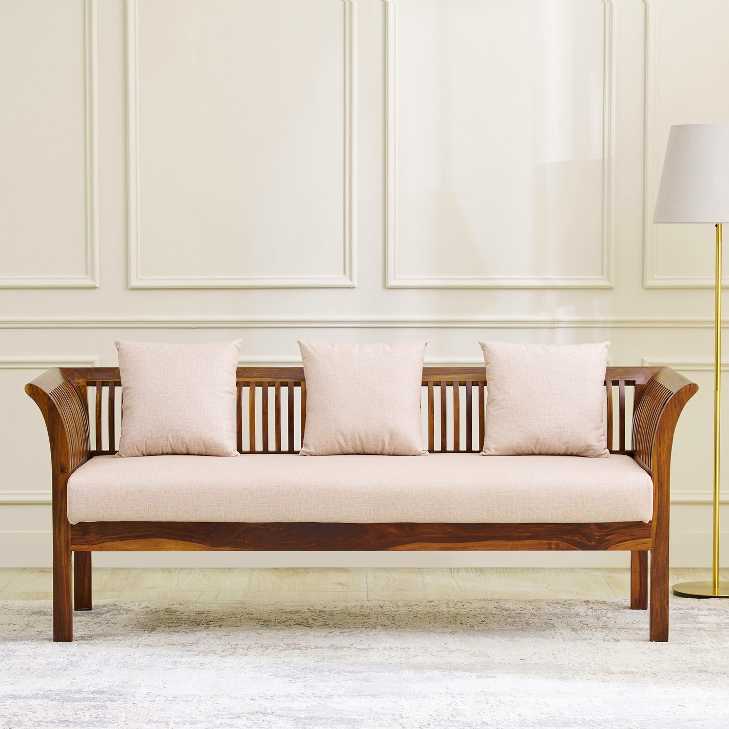 Helios Nashville Fabric 3+2+1 Seater Sofa Set with Cushions - Honey - Image 3