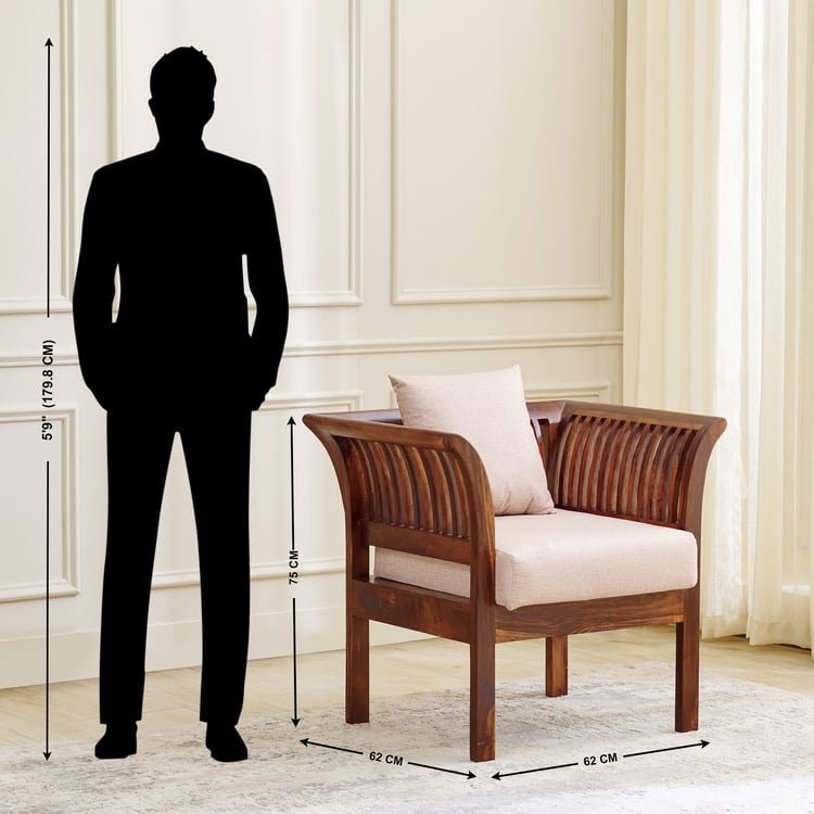 Helios Nashville Fabric 3+2+1 Seater Sofa Set with Cushions - Honey - Image 7