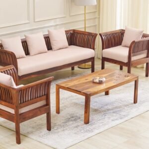 1000014434949-1000014434949-910_01-2100 Helios Nashville Fabric 3+1+1 Seater Sofa Set with Cushions - Honey