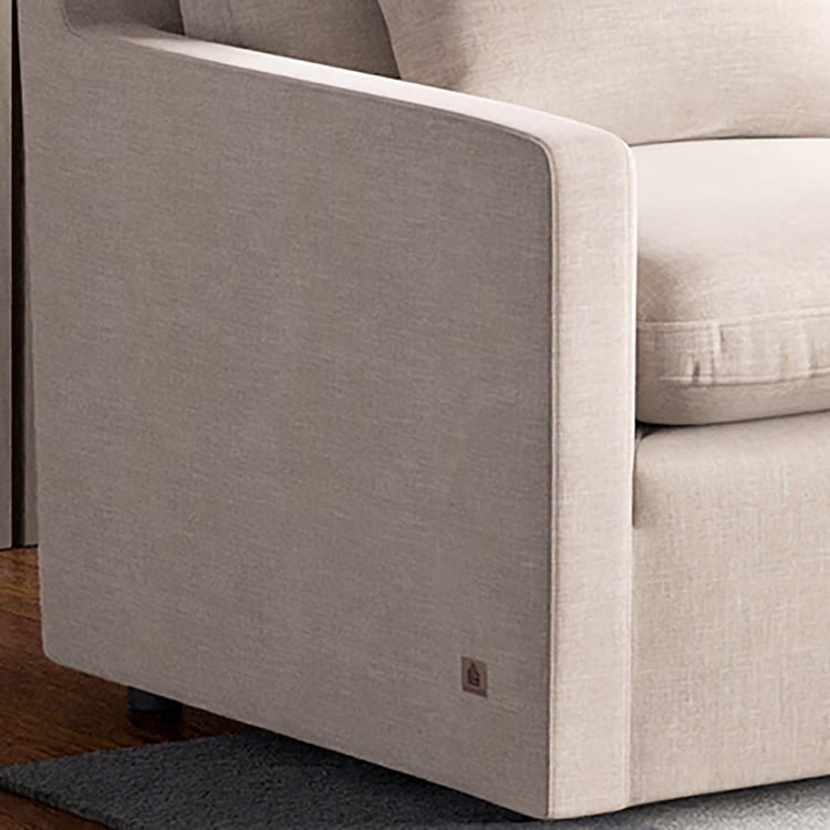 Nolan Fabric 4-Seater Sofa with Ottoman - Beige