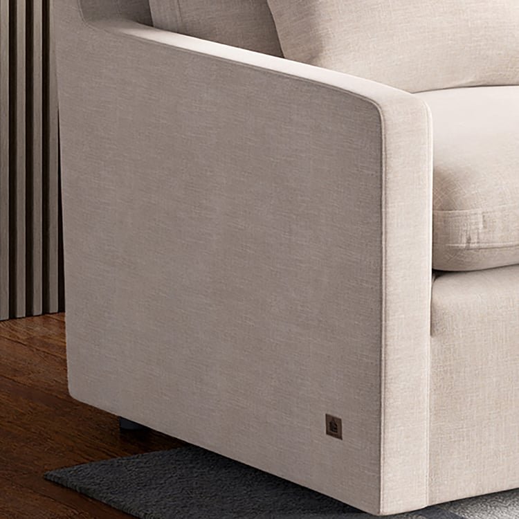 Nolan Fabric 4-Seater Sofa with Cushions - Beige - Image 8