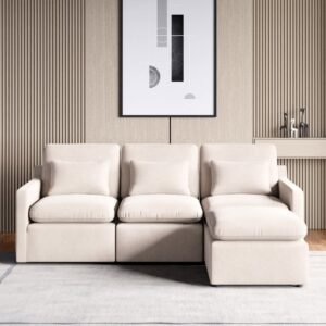 1000014604907-1000014604907-2609_02-2100 Nolan Fabric 5-Seater Corner Sofa with Ottoman - Beige