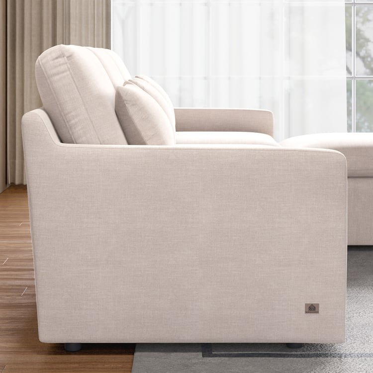 Nolan Fabric 5-Seater Corner Sofa with Ottoman - Beige