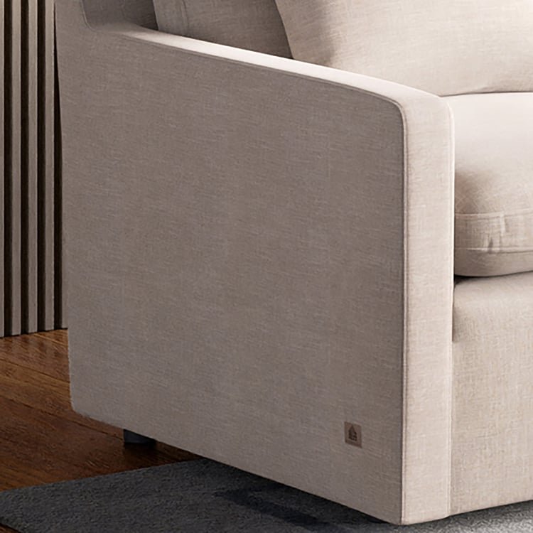Nolan Fabric 5-Seater Corner Sofa with Ottoman - Beige