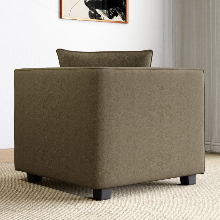 Helios Brigade Fabric 1-Seater Wedge Sofa with Cushion - Brown