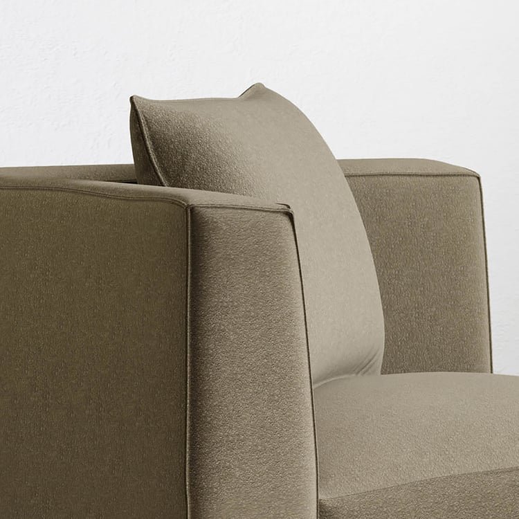 Helios Brigade Fabric 1-Seater Wedge Sofa with Cushion - Brown